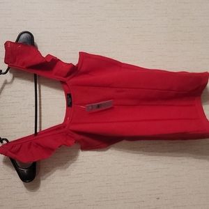 NWOT Ann Taylor Factory Red Ruffle Strap Tank Top